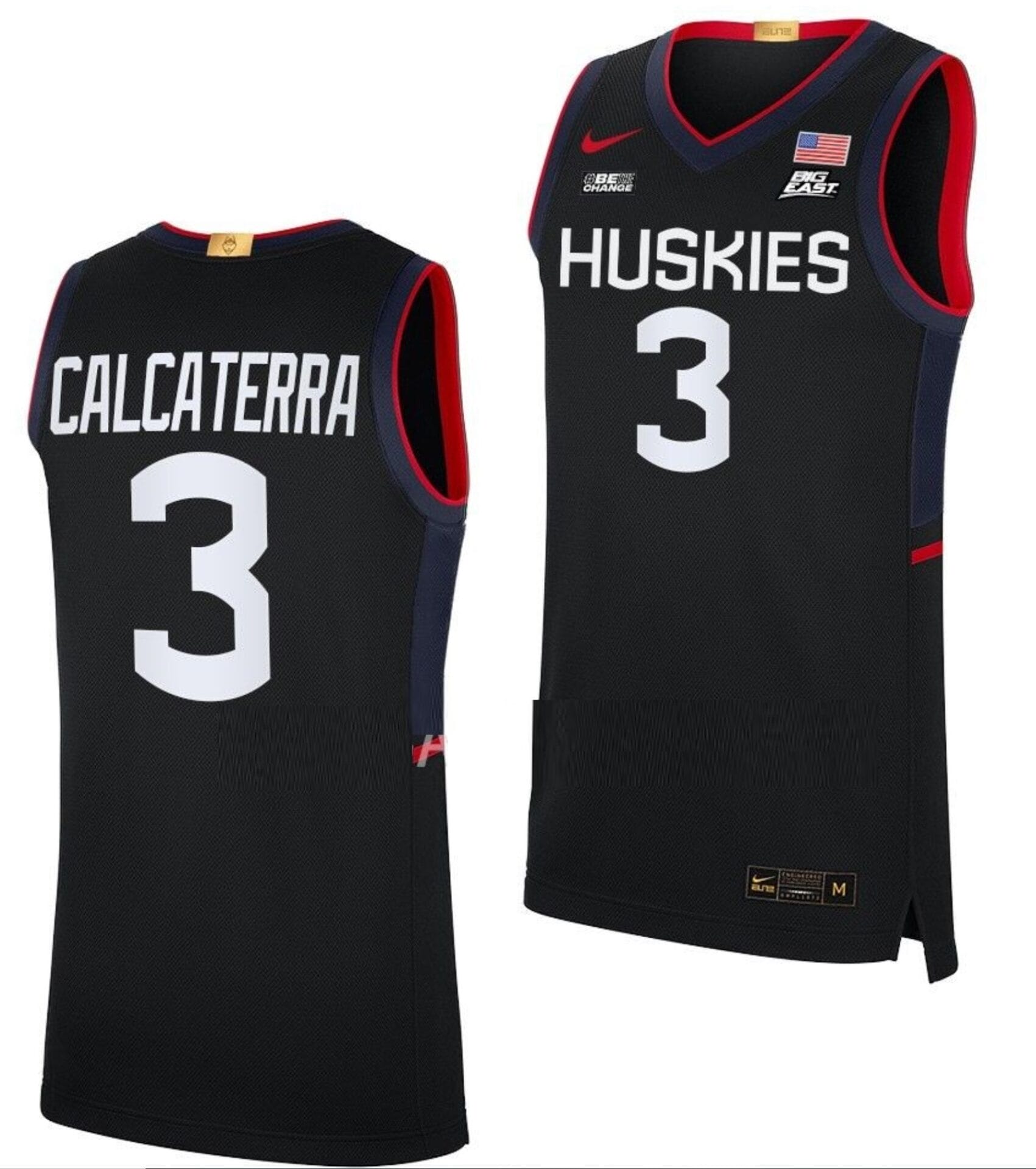 Joey Calcaterra Jersey UConn Huskies College Basketball Limited Black #3