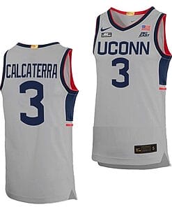 Joey Calcaterra Jersey UConn Huskies College Basketball Limited Gray #3