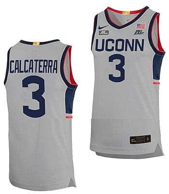 Joey Calcaterra Jersey UConn Huskies College Basketball Limited Gray #3