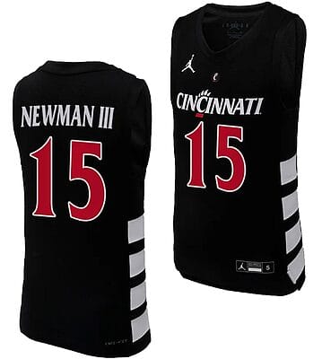 John Newman III Jersey #15 Cincinnati Bearcats College Basketball Replica 2023-24 Black