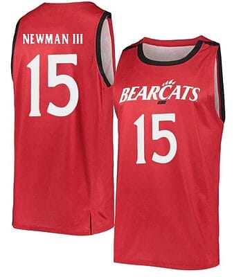 John Newman III Jersey #15 Cincinnati Bearcats College Basketball Red