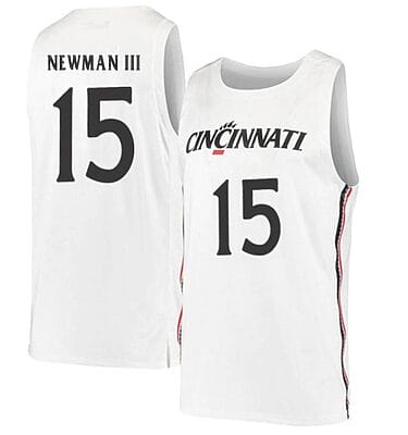 John Newman III Jersey #15 Cincinnati Bearcats College Basketball White