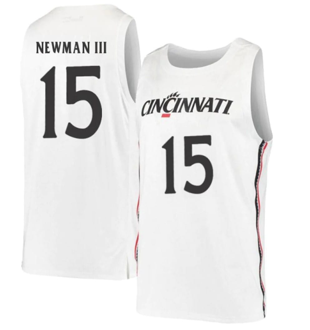 John Newman III Jersey #15 Cincinnati Bearcats College Basketball White