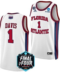 Johnell Davis Jersey #1 FAU Owls College Basketball 2023 NCAA Final Four White