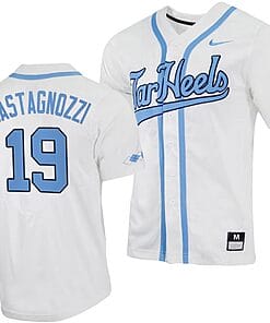 Johnny Castagnozzi Jersey #19 North Carolina Tar Heels Baseball White Full-Button