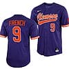 Jonathan French Jersey #9 Clemson Tigers College Baseball Purple Full-Button