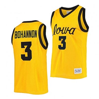 Jordan Bohannon Jersey #3 Iowa Hawkeyes Commemorative Classic Gold 2022 College Basketball