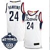 Jordan Hawkins Jersey #24 UConn Huskies 2023 National Champions College Basketball White Home