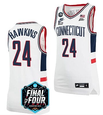 Jordan Hawkins Jersey UConn Huskies 2023 NCAA National Championship March Madness White #24