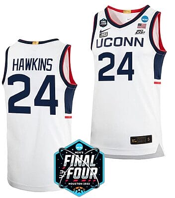Jordan Hawkins Jersey #24 UConn Huskies College Basketball 2023 NCAA Final Four White