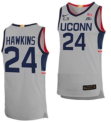 Jordan Hawkins Jersey UConn Huskies College Basketball Limited Gray #24