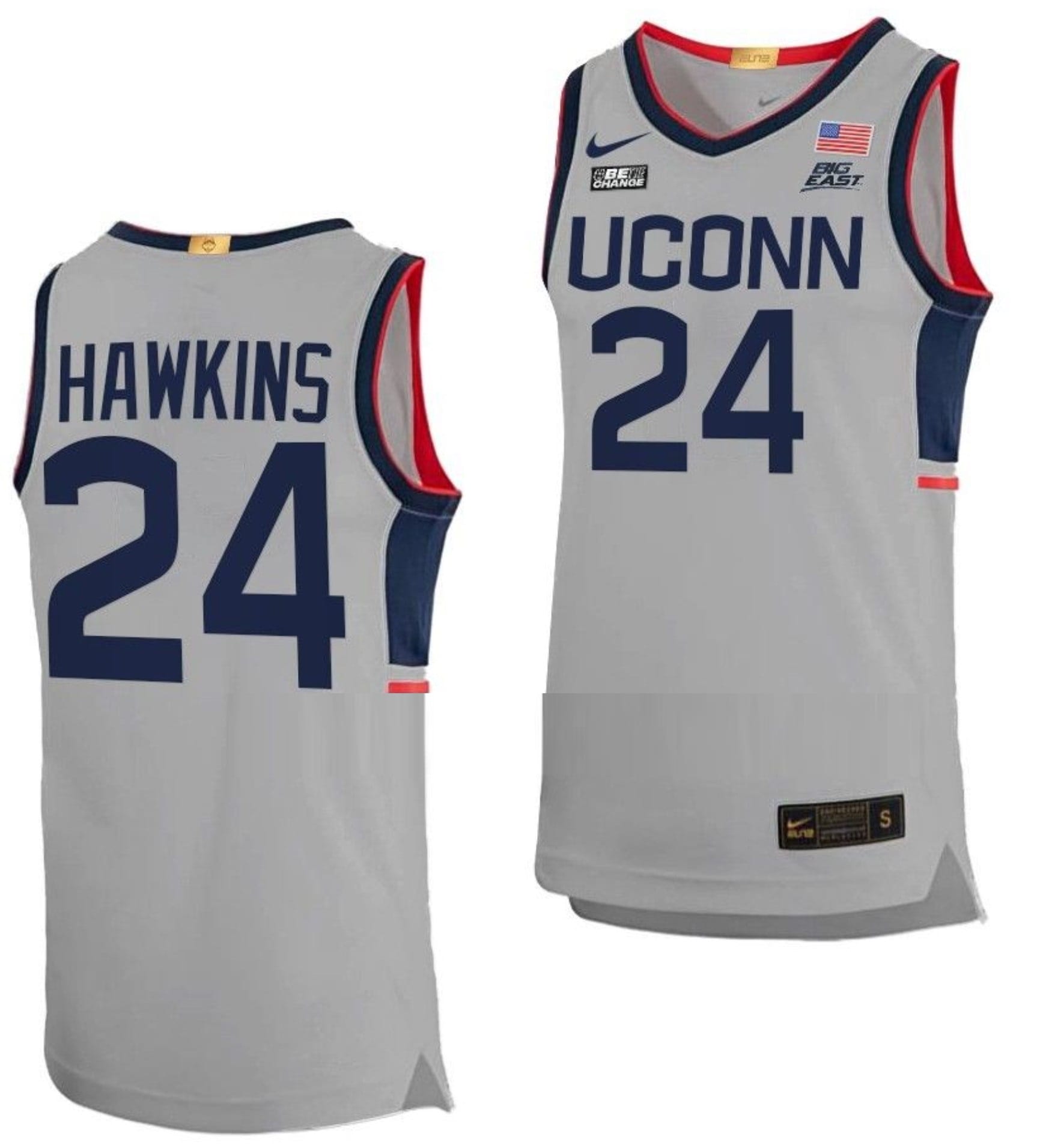 Jordan Hawkins Jersey UConn Huskies College Basketball Limited Gray #24