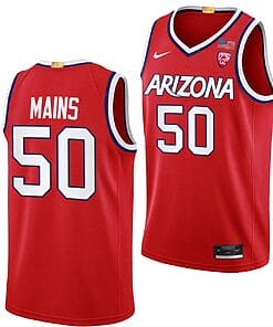 Jordan Mains Jersey #50 Arizona Wildcats College Basketball Red