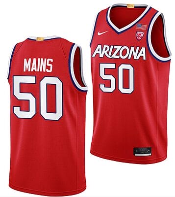 Jordan Mains Jersey #50 Arizona Wildcats College Basketball Red