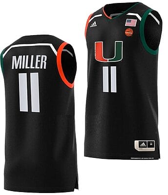 Jordan Miller Jersey #11 Miami Hurricanes College Basketball Swingman Black