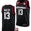 Jordan Walsh Jersey #13 Arkansas Razorbacks College Basketball 100 Season Black