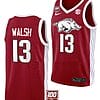 Jordan Walsh Jersey #12 Arkansas Razorbacks College Basketball 100 Season Red