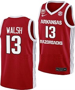 Jordan Walsh Jersey #13 Arkansas Razorbacks College Basketball 100 Season Red