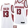 Jordan Walsh Jersey #13 Arkansas Razorbacks College Basketball 100 Season White