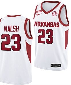 Jordan Walsh Jersey #23 Arkansas Razorbacks College Basketball Equality White