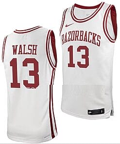 Jordan Walsh Jersey #13 Arkansas Razorbacks College Basketball White