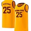 Jordan Williams Jersey Arizona State Sun Devils College Basketball Yellow #25