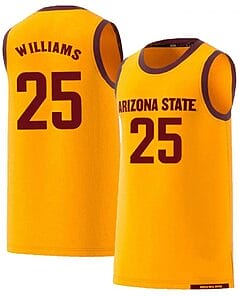 Jordan Williams Jersey Arizona State Sun Devils College Basketball Yellow #25