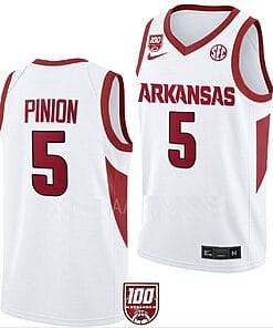 Joseph Pinion Jersey #5 Arkansas Razorbacks College Basketball 100 Season White