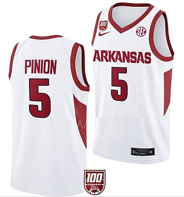 Joseph Pinion Jersey #5 Arkansas Razorbacks College Basketball 100 Season White