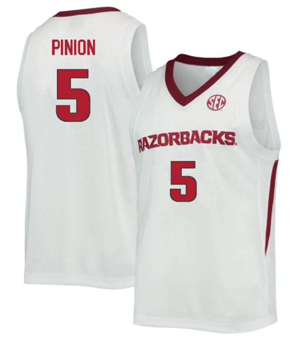Joseph Pinion Jersey #5 Arkansas Razorbacks College Basketball White 1