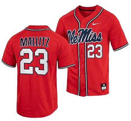 Josh Mallitz Jersey #23 Ole Miss Rebels College Baseball Red