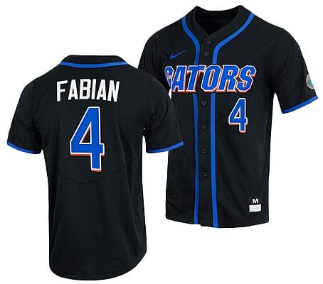 Jud Fabian Jersey #4 Florida Gators College Baseball Full-Button Black