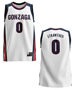 Julian Strawther Jersey #0 Gonzaga Bulldogs College Basketball White