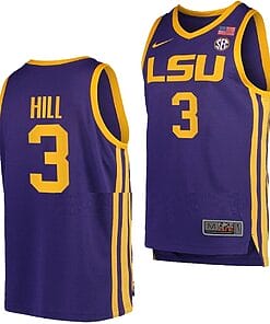 Justice Hill Jersey #3 LSU Tigers College Basketball Purple