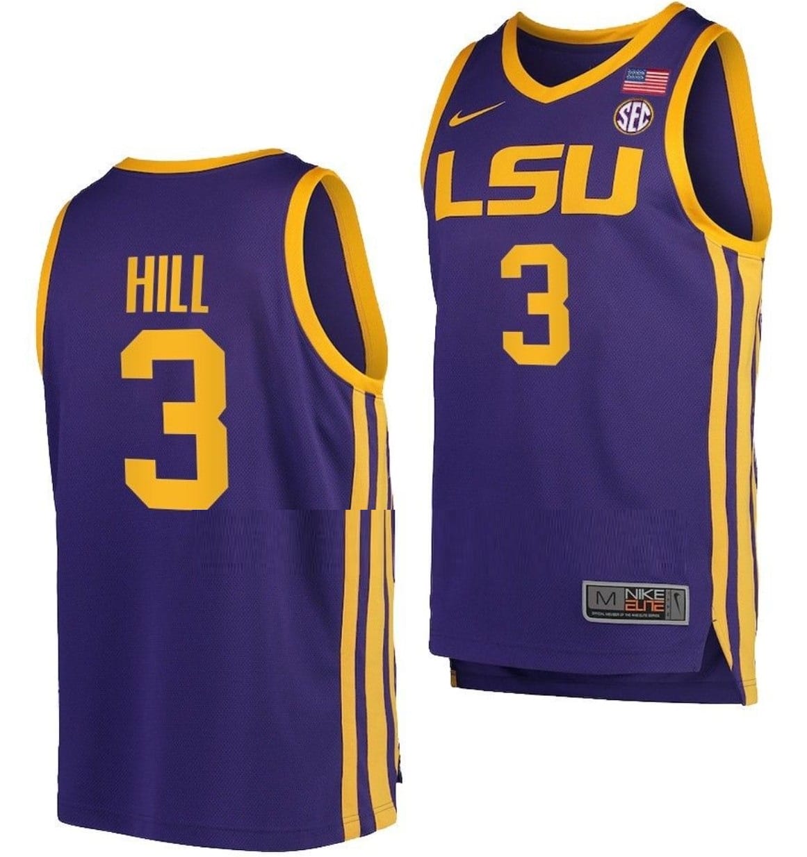 Justice Hill Jersey #3 LSU Tigers College Basketball Purple