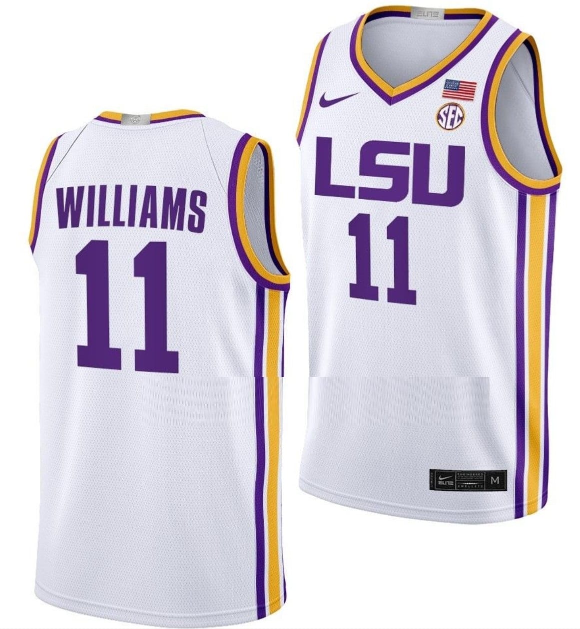 Justice Williams Jersey #11 LSU Tigers College Basketball Limited White