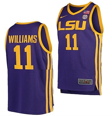 Justice Williams Jersey #11 LSU Tigers College Basketball Purple