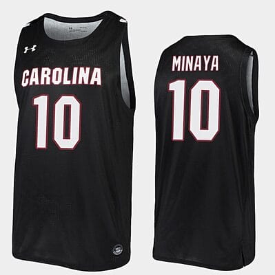 Justin Minaya Jersey #10 South Carolina Gamecocks College Basketball Black Replica