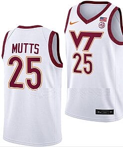 Justyn Mutts Jersey Virginia Tech Hokies College Basketball Swingman White #25