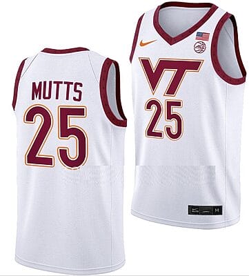 Justyn Mutts Jersey Virginia Tech Hokies College Basketball Swingman White #25