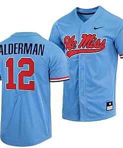 Kemp Alderman Jersey #12 Ole Miss Rebels College Baseball Blue