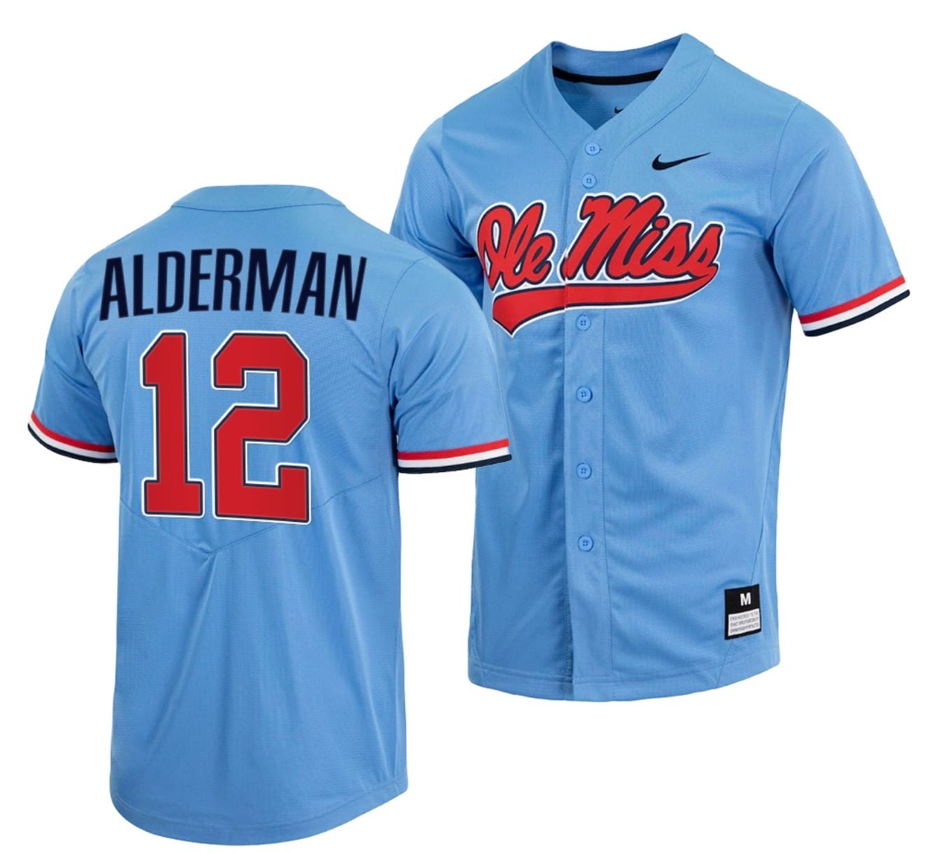 Kemp Alderman Jersey #12 Ole Miss Rebels College Baseball Blue