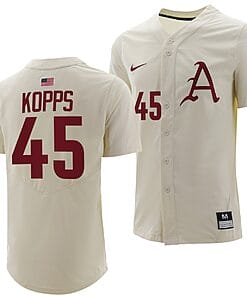 Kevin Kopps Jersey #45 Arkansas Razorbacks College Baseball Full-Button Natural