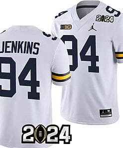 Kris Jenkins Jersey #94 Michigan Wolverines 2024 Football National Championship Playoff White