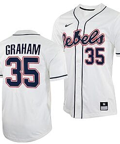 Kevin Graham Jersey #35 Ole Miss Rebels College Baseball White