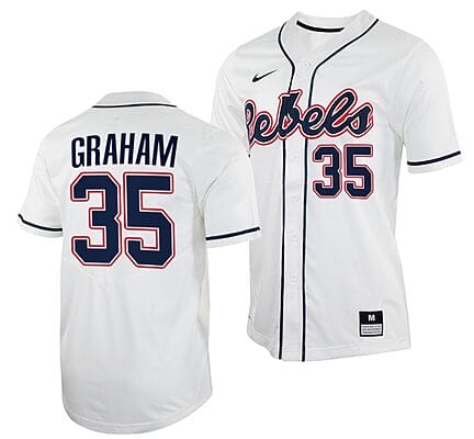 Kevin Graham Jersey #35 Ole Miss Rebels College Baseball White