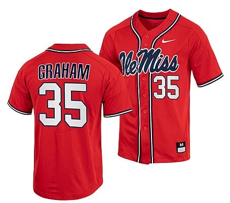 Kevin Graham Jersey #35 Ole Miss Rebels College Baseball Red