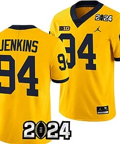 Kris Jenkins Jersey #94 Michigan Wolverines 2024 Football National Championship Playoff Yellow