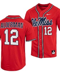 Kemp Alderman Jersey #12 Ole Miss Rebels College Baseball Red