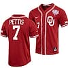 Kendall Pettis Jersey #7 Oklahoma Sooners Baseball NCAA College Crimson 125th Season Full-Button